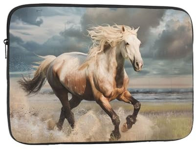 JKLQWC Laptoptasche mit Pferdemotiv für Männer und Frauen, stoßfeste Laptoptasche für Reisen, Büro, Schule, Schwarz , 15 inch