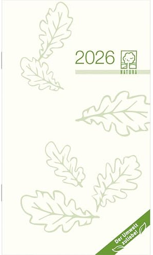 Zettler Taschenplaner 1M/2S Recycling 2026 – Monatsplaner 9 × 15 cm, 32 Seiten aus Recyclingpapier, 1 Monat auf 2 Seiten, Stundeneinteilung 8–19 Uhr, Arbeitstage- & Wochenzählung, Blauer Engel