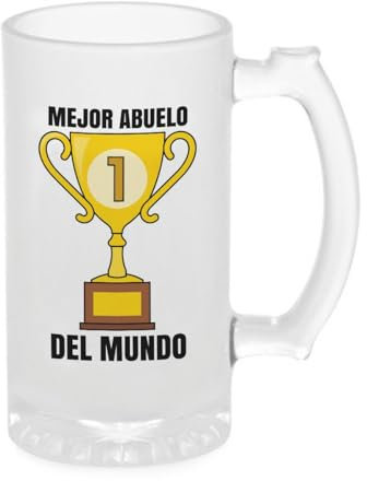 Jarra de Cerveza Personalizada Cristal 500 ml Regalo Hombre Papá Día del Padre Cumpleaños (Copa mejor abuelo)