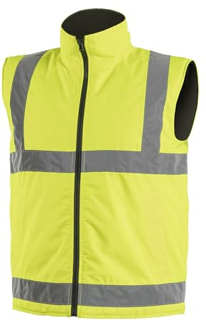 Högert Technik – Warnschutz-Weste REMS gelb, gefüttert, wasserdicht 2000 mm, Oxford 300D, Sichtbarkeit bei Dunkelheit & Regen, wetterfest, reflektierend, ideal für Herbst & Winter