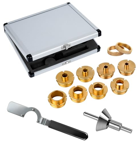 SpeTool 13-teiliges Oberfräsen-Schablonenführungs-Set – Feststellschlüssel, Zentrierstift und Kegel, Aluminiumgehäuse – passend für Oberfräsen mit 3,5 cm Durchmesser Mittelloch, massive