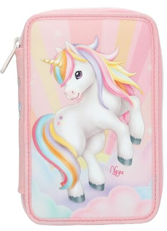 Depesche 14034 Ylvi Sugar Pop - Gefüllte 2-Fach Federtasche in Rosa, mit Einhorn Motiv, Federmappe mit Buntstiften, Schere, Lineal UVM.