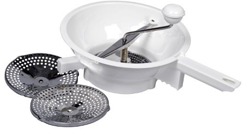 Metaltex Passiermühle mit 3 Scheiben 35,9 x 23,3 cm weiß Gehäuse aus Kunststoff, Scheiben aus rostfreiem Edelstahl spülmaschinengeeignet