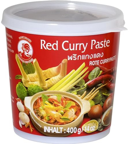 COCK Currypaste rot, mittlere Schärfe | Ideal für Currys & Suppen | 1x400g | Ohne Geschmacksverstärker & Konservierungsstoffe – ideal für Currys, Suppen & Marinaden