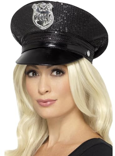 Smiffys Damen Polizei-Paillettenhut (US) Schwarz