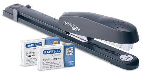 Rapesco 1480 ECO 790 Grapadora de Brazo Largo de Gruesos con 2000 Grapas, Capacidad de 50 Hojas, Gris