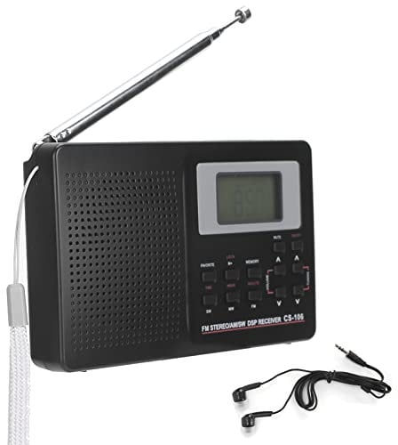 FM/AM/SW/MW/LW/TV Radio à Bande Complète Mini Radio à Ondes Courtes Récepteur Portable Stéréo FM avec Un Casque D'écoute pour Aîné