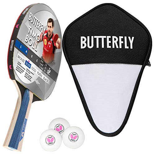 Butterfly® Timo Boll Silver Tischtennisschläger | Tischtennis Racket TT Hobbyschläger für ambitionierte Freizeitspieler | hochwertige Qualität | ITTF zertifizierter Addoy Belag | anatomische Griffform