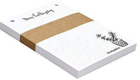 Notizzettel Herr Merkel - Mein Lieblingstag Pflanze | Notizblock | DIN A6 | 100 Blatt | gelocht | Nachfüllpack mit Handlettering-Motiv für Notizzettelhalter “Herr Merkel“- Schreibgefühl