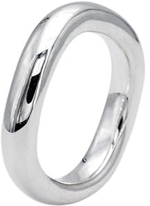 SILBERMOOS Ring Damen Herren Partner Ring Bandring gewellt bauchig massiv glänzend Sterling Silber 925, Größe:56