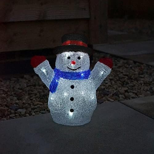Marco Paul Large Snowman Outdoor Christmas Decorations - 27cm LED Light Battery Powered Acrylic Xmas Ornament - Snowman Christmas Lights For Garden Decoration, Home Decor & Festive Outdoor Lighting