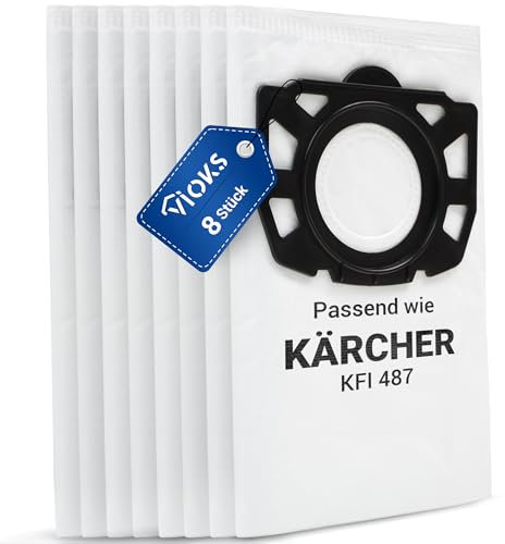 VIOKS Lot de 8 sacs filtrants non tissés de rechange pour aspirateur Karcher 2.863-006.0/WD4, WD5, WD6 Premium Karcher Sacs d'aspirateur pour aspirateur