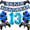 13th Birthday Decorations for Boys, Gaming Party Decorations Set for Gamers, Happy Birthday Banner Game Controller Balloons Black Blue Balloons for Kids Party Supplies