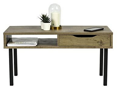 Iris Ohyama, Mesa de centro/Mesa de centro pequeña/Mesa de centro con cajón, Apertura del cajón en dos lados, Oficina, Casa - Center table - WCT-800 - Marrón (ceniza)