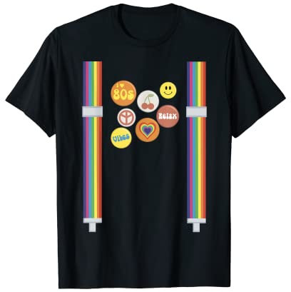 Rainbow Hosenträger LGBT 80er Jahre Hosenträger Kostüm T-Shirt