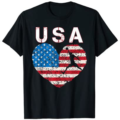 Basketball USA Team Amerikanische Flagge Herz US Basketball Herren T-Shirt