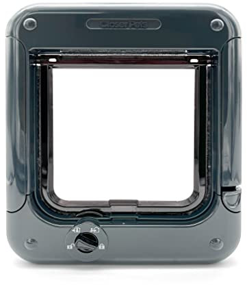 Closer Pets Rotary 4-Way-Locking Cat Flap (358) - Versatile Lockable Door for Small to Average-Sized Cats, for Single/Multiple Glazing, UPVC, Wall and Wood, Grey