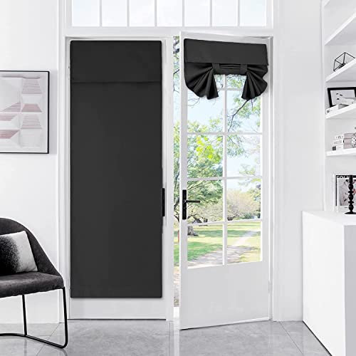 Meider Door Curtains for Window, French Privacy, Easy Installed Tricia Panels,Front Sidelight Curtain Tie up Shade, Washable 1 Panel (Black, 25 x 70(Inch)) (WD_25)
