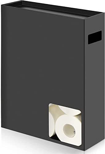 Toilet Paper Storage Free Standing, Toilet Paper Holder Dispenser, Bathroom Toilet Roll Storage Solution 12 Rolls Compatible, Black