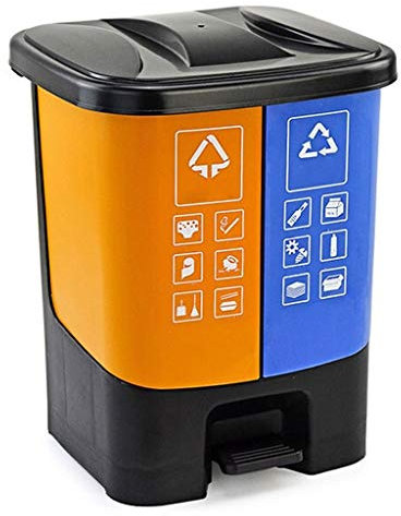 PEVSCO Poubelle Extérieure Poubelle à pédale avec couvercle (20L / 30L) Bac à Ordures (Color : Orange+blue, Size : Medium)
