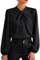 GRACE KARIN Tops for Women UK Summer Long Sleeve T-Shirt 1950s Knotted Neck Loose Fit Going Out Blouse Black XL
