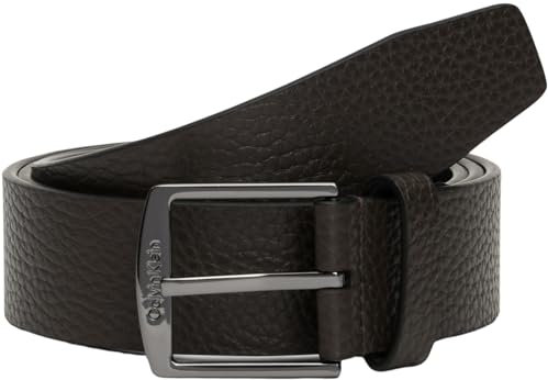 Calvin Klein Herren Gürtel Casual eckige Schnalle, Braun (Dark Brown Pebble), 110 cm