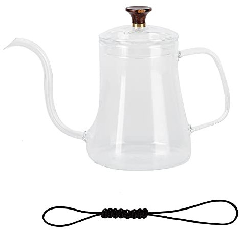 Glass Gooseneck Kettle,Otufan Glass Pour Over Coffee Pot with Long Spout Suitable for Home Office Cappuccino Mocha Tools Frother Cup(600ml/20oz)
