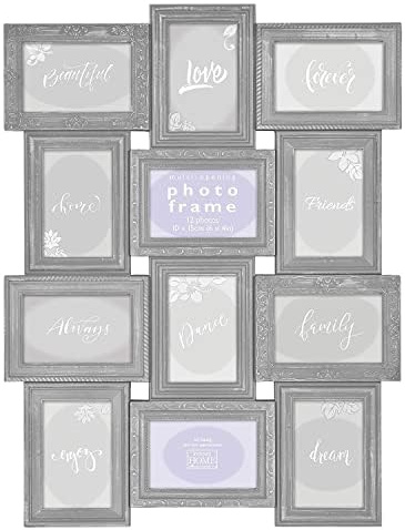 Trendi® Large Multi Aperture Photo Frame for 12 6 x 4 Photos Black/White/Grey/Golden (Grey Collage)