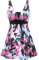 Sixyotie Badeanzug Damen Elegant Einteiliger Schwimmanzug Retro Strandmode Bademode Badeanzugkleid Baderock (Pinkflower,M)