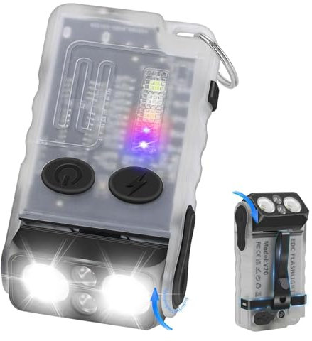 HOSONIC V20 Mini Starke Taschenlampe 180° Drehbar, 1000 Lumen LED Taschenlampe Extrem Hell Mit Rot Blau Grünes Licht, Taschenlampeled TYPE C Aufladbar Mit IP67 Wasserdicht Magnetische
