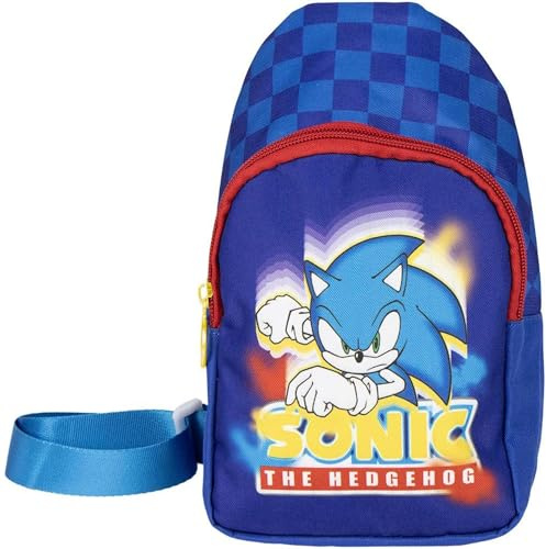 Sonic Schulrucksack-Farbe Blau-13x23x7cm-Hergestellt aus Polyester - Kinderschultertasche mit verstellbaren Griffen - Hauptfach - entworfen in Spanien