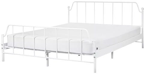 Bett Metall weiß Lattenrost 160x200 cm Metallbett Industrie-Design Mauressac