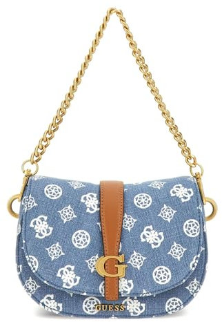 GUESS Damen Kuba Flap, Mini-Crossbody-Klappe, Denim-Logo