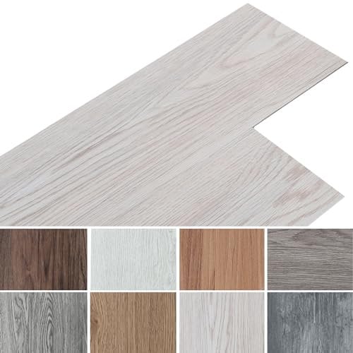 INMOZATA PVC-Bodenbelag 36Stk selbstklebende Vinyl-Bodenbelag wasserdichte Bodenaufkleber für Küche Bad Haus Bodenfliese, 91.5 X 15.2CM, Weiß Grau