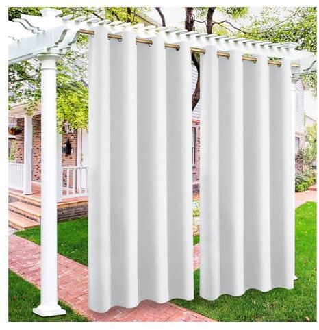 Mewkew Outdoor Vorhänge Wasserdicht H245×B182cm Blickdicht Extra Breit Outdoor Vorhang Sichtschutz Schutz vorhänge für Balkon Terrasse Pergola Gartenlaube Veranda