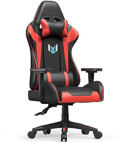 Gaming Chair,Computer Racing Chair Reclining High Back for Adult,Video Game Ergonomic Adjustable Height with Backrest and Lumbar Support (Red)