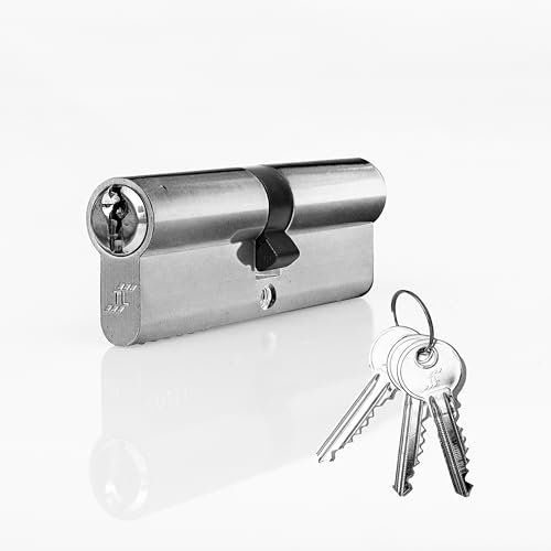 SIZAH Chrome Euro Cylinder Lock 35/50 (95mm), Door Barrel Lock with 3 Keys.