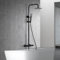 IMEX - Columna Ducha Termostatica sin Grifo | Conjunto de Ducha y Bañera con Alcachofa y Flexo | Griferia con Rociador Ducha Efecto Lluvia | Caudal de 12L/min | Serie Line | Color Negro Mate