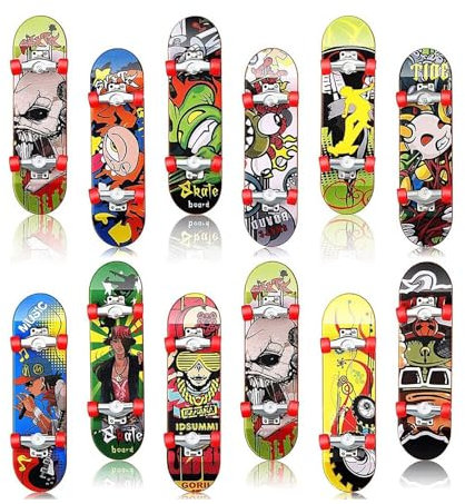 Finger Skateboard,12 PCS Mitgebsel Kindergeburtstag Mini Fingerboard Spielzeug Tech Deck Finger Surfboard Finger Board für Kindergeburtstage Junge Kind Partytütenfüller Geschenk