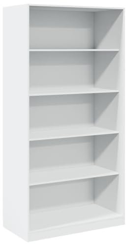 vidaXL Kleiderschrank, Garderobenschrank mit 5 Fächern, Kleiderregal Schrank für Schlafzimmer, Flurschrank Garderobe Dielenschrank, Weiß Holzwerkstoff