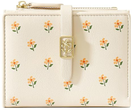 GOIACII Geldbörse Damen Klein Florale Mini Kurzer Portemonnaie für Frauen mit RFID-Schutz, Kompakte Brieftasche mit Reißverschluss Münze