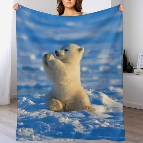 Schnee-Eisbär-Decke, Kunst, abstraktes Gemälde, Überwurfdecke, Geschenke für Tierliebhaber, Jungen, Mädchen, Erwachsene, weich, warm, gemütliche Fleece-Flanelldecke, Dekoration für Couch, Sofa, Bett,