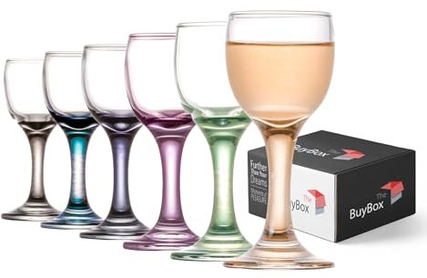 GOSOYO Coloured Port Glasses Set of 6-2oz/55ml Sherry Glasses, Cordial Glasses Liqueur, Absinthe, Mini Wine Glasses, Shot Glasses with Stem, Apertif Glassware
