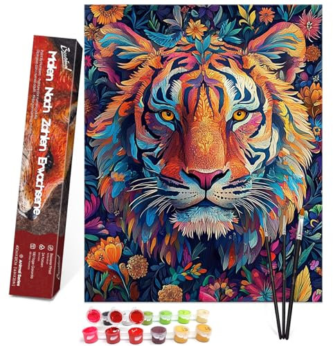 Bougimal Peinture par Numero Adulte Animal, Sans Cadre inclure Pinceaux et Acryliques Peintures - 40x50 cm, Tigre
