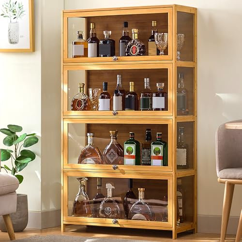 MAAOBR Whiskey Cabinets for Home, Liquor Cabinets, wine bar cabinet with storage, Bar Storage Cabinet for Wine Bottle, Liquor, Farmhouse Kitchen Dining Room Furniture(4th floor,L60cm)