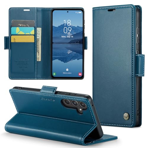 Phernykas Coque pour Samsung Galaxy A55 5G Étui Portefeuille Cover en Cuir PU Wallet avec Cartes Magnétique et RFID Protection Antivol Folio Housse Samsung Galaxy A55 5G Case, Bleu