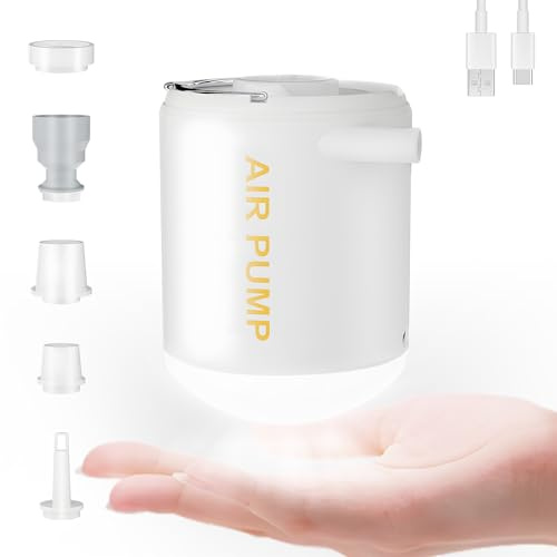 Mini Elektrische Pumpe, 2000mAh Elektrische Luftpumpe mit 6 Luftdüsen,Schnell Inflator,Tragbare Kompakte Mini Pumpe für Luftmatratze,Poolspielzeug,Camping Lsomatte,Schlauchboot