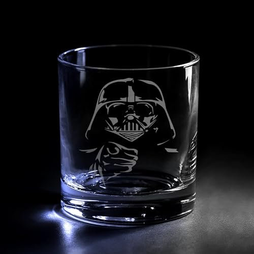 Vader Whiskey Rocks Glas mit Gravur, 325 ml, Must-Have Sci-Fi-Geschenk für Filmfans und Sammler, coole Barzubehör, ideal für Geburtstage, Weihnachten, Vatertag, Männerhöhle und Hausbar