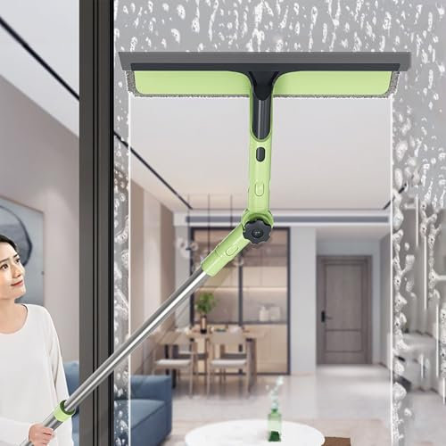 Lavavetri Tergivetri Puliscivetri Professionale Finestra Pulitore Strumento Per Alto Finestre, Finestra Lavaggio Kit Con Estensibile Asta E Rotante Testa, Multifunzionale Vetro Pulitore Spatola