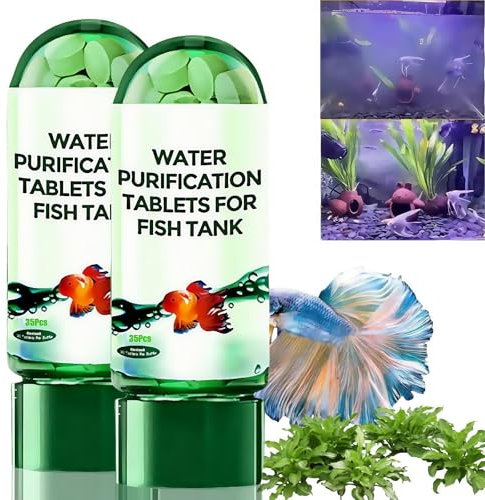 35Pcs*2 Water Purifying Tablets for Fish Tan,Aquarium Cleaner Algae Remover,Powerful Aquarium Water Purification Tablet,F/ish Tank Water Purification Tablets,Fi/sh Tank Cleaner,Fish Water Treatment